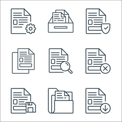 document line icons linear set quality vector image