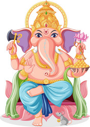 Lord Ganesha Cartoon - Diwali Celebration Vector Image