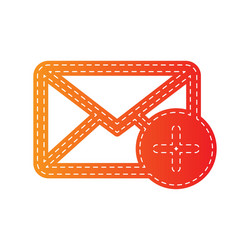 Mail sign with add mark orange vector