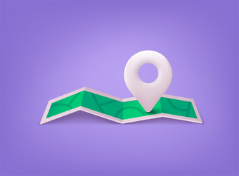 navigator pin white color mock up with map gps vector image