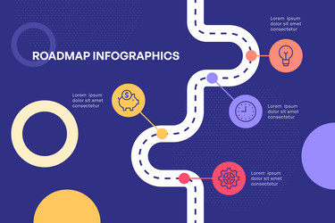 step by roadmap infographic with zigzag path vector image