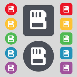 Compact memory card icon sign a set of 12 colored vector