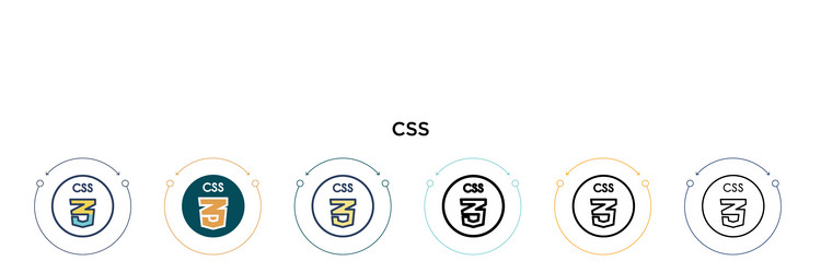 Css icon in filled thin line outline and stroke vector