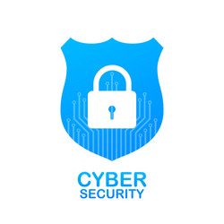 cyber security logo with shield and check mark vector image