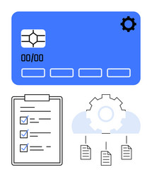 digital payment card task checklist and cloud vector image