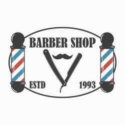 Barber Shop Emblem - Retro Style Vector Image