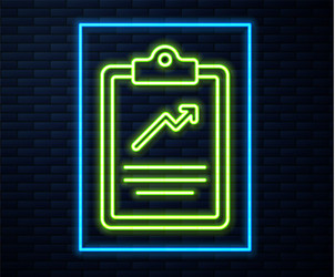 glowing neon line clipboard with graph chart icon vector image