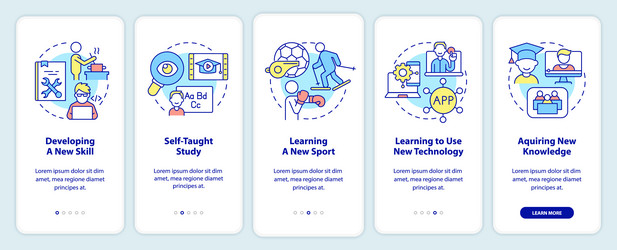 lifelong learning example onboarding mobile app vector