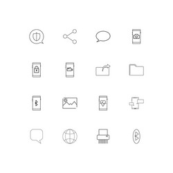 Network and database linear thin icons set vector