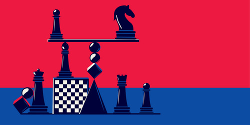 Various geometric and chess pieces in an abstract vector