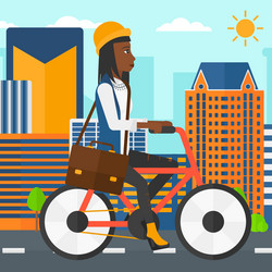 woman cycling to work vector