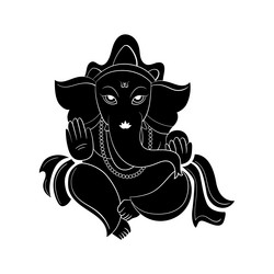 Ganpati Bappa Black & White Vector Image