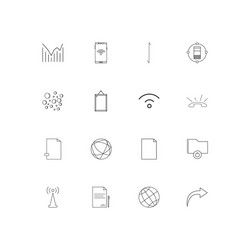 Network and database linear thin icons set vector