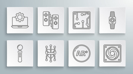 set line gamepad processor ar augmented reality vector image