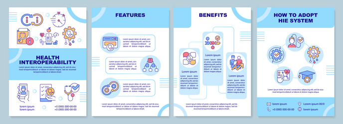 blue brochure with hir thin line icons vector