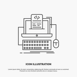 code coding computer monoblock screen icon line vector image