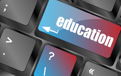 computer keyboard with key education internet vector image