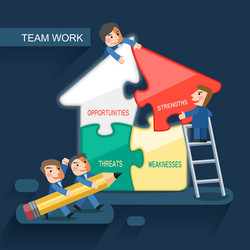 Flat design for team work concept Royalty Free Vector Image