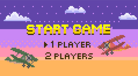 game start and player selection interface pixel vector image