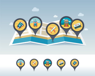 Hotel pin map icon summer vacation Royalty Free Vector Image