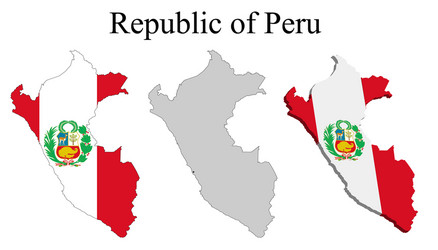 Flag peru on map and with regional division vector