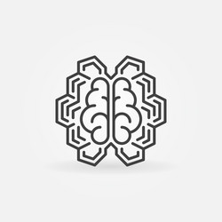 geometric digital brain line icon ai vector