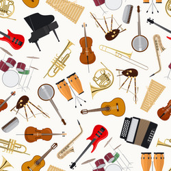 Jazz musical instruments seamless pattern vector