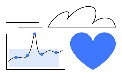 visualizing data trends with love and cloud vector image