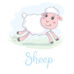 Cute sheep in flat style Royalty Free Vector Image