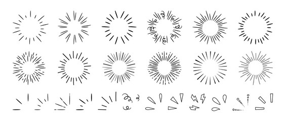 doodle splashes and firework hand drawn brush vector