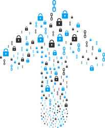 forward directional arrow figure with blockchain vector image