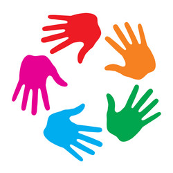 Colorful silhouettes of hands in a circle Vector Image