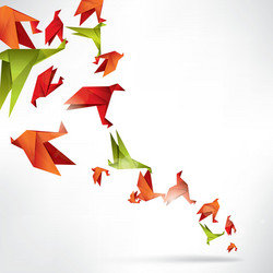 Origami paper bird on abstract background vector