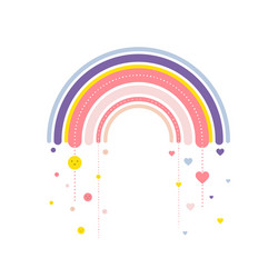 rainbow with hearts and smiles in childish style vector