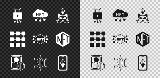 Set cyber security nft cloud digital crypto art vector