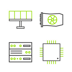 set line processor with microcircuits cpu server vector image