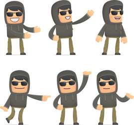 set of hacker character in different poses vector