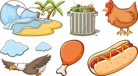 large set different animals and other objects vector