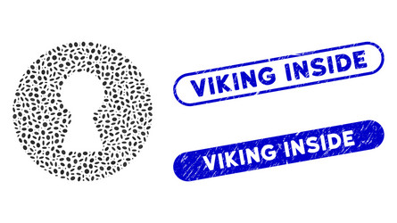 Oval collage inside with distress viking vector