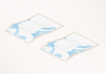 two versions of a folded map liechtenstein vector image