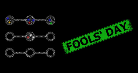 distress fools day seal with network link lines vector image