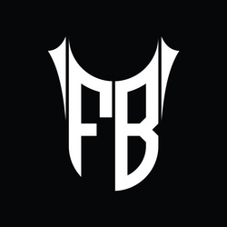 fb logo monogram shield sharp half round shape vector image