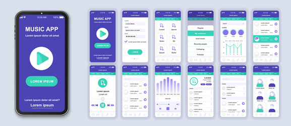 music ui mobile app interface design vector image