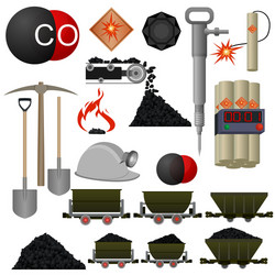 Coal mining icon set isolated Royalty Free Vector Image