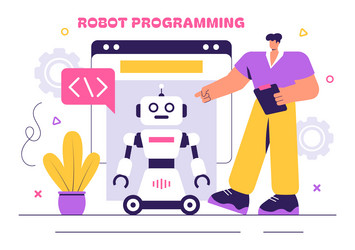 robot programming featuring an artificial vector image