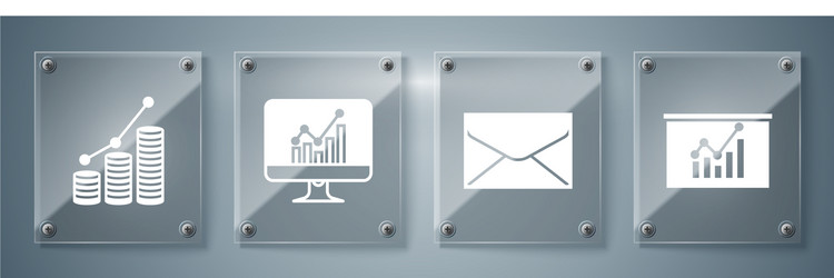 Set board with graph chart envelope computer vector