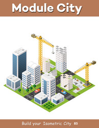 Isometric building construction Royalty Free Vector Image