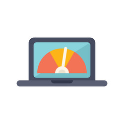 laptop showing speedometer monitoring performance vector image