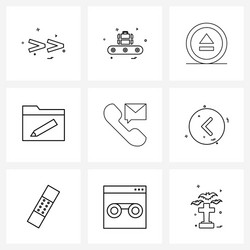 set 9 simple line icons call write vector