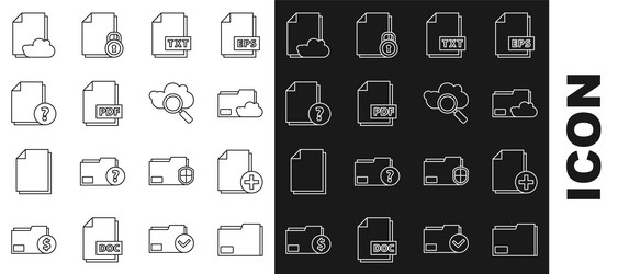 set line document folder add new file cloud vector image